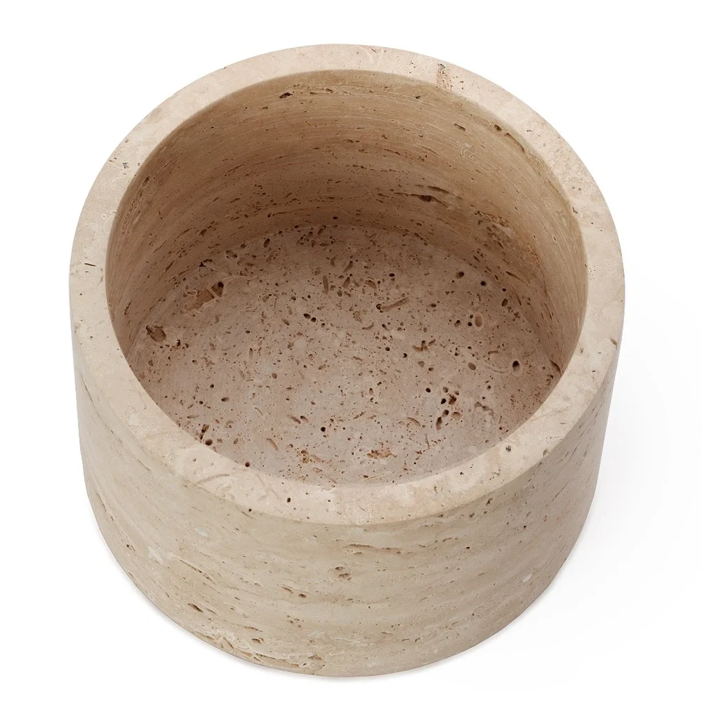 ame gemella travertine stone treat jar